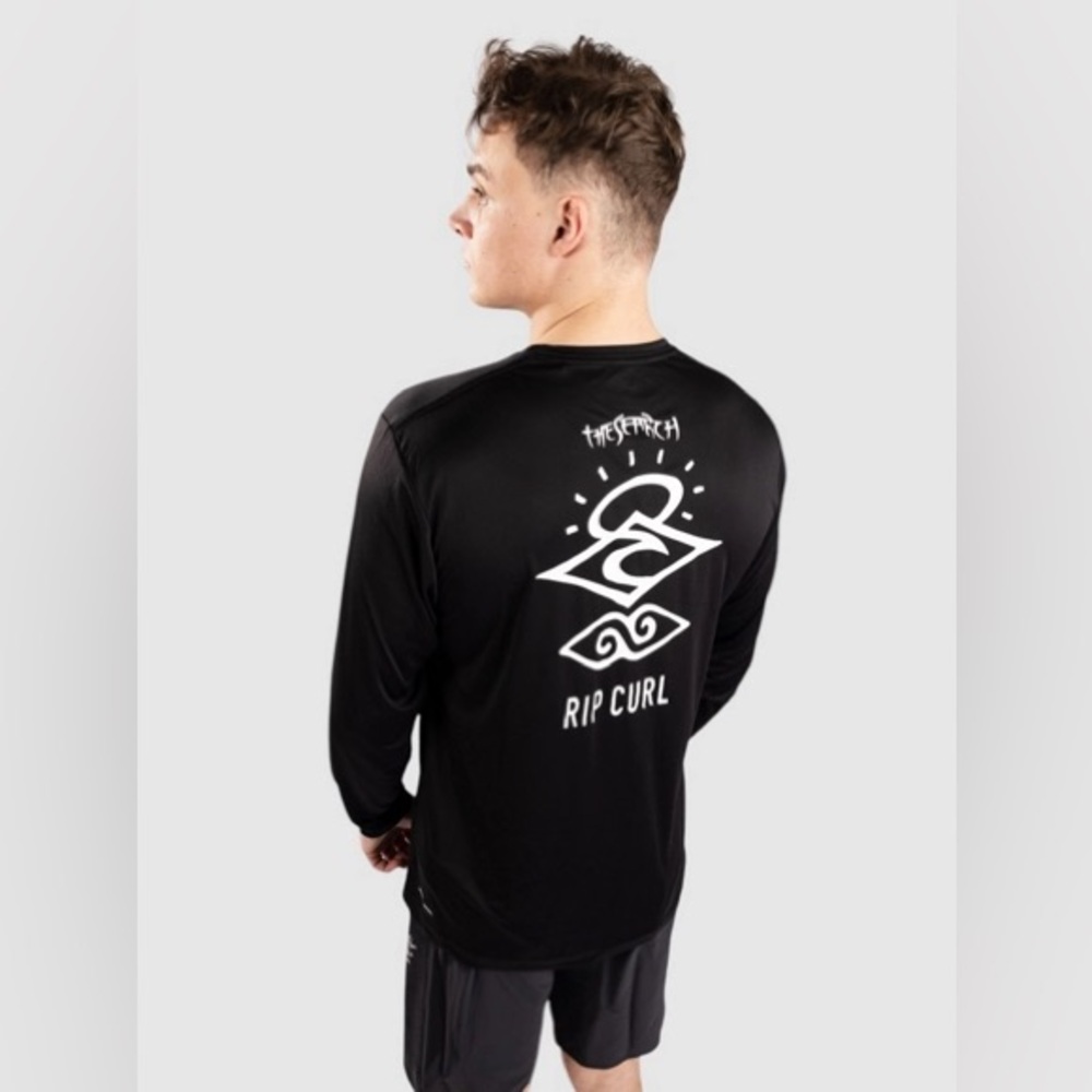 Rip Curl Icons Surflite Long sleeve Rash Guard UPF 50 Black Graphic Men’s XL